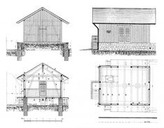 three drawings of different types of houses, including one with a porch and the other with an attic