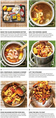 the instructions for how to cook shrimp and other seafood