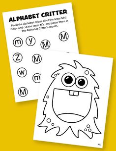 two printable alphabet letters and an image of a monster