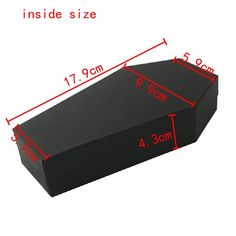 a black box with measurements for the inside size