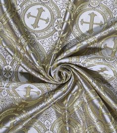 Add a golden design to spruce up your look with our gold cross brocade This fabric is blended with polyester and nylon for a combination of durability, stretch and form - fitting capability Plus it has a nice drape that works wonderfully for tops, dresses and more Grab this design for a unique, vintage look for special occasions, or even cosplaying! Grab it for tons of sewing opportunity!Width: 44 inchesContent: 48% Nylon, 52% PolyesterCare: Machine wash gentle cold, Non - chlorine bleach, line Viking Sewing, Golden Design, Cool Mugs, Brocade Fabric, Joanns Fabric And Crafts, Gold Cross, Silk Velvet, Outdoor Fabric, Spring Floral