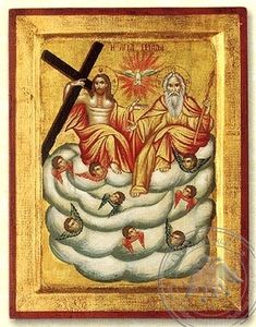 an icon of jesus and mary on a cloud with the cross in it's center