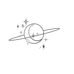 a black and white drawing of an object with stars on it's side, in the sky