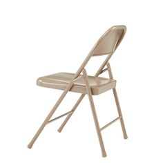 a beige folding chair on a white background