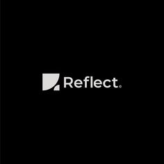 the reflect logo is shown on a black background with white letters and a square shape