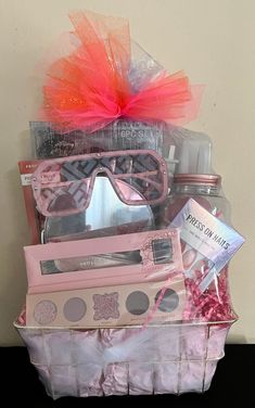 Contents: 6pc makeup brush with holder Mini flat iron Makeup sponges Lipgloss Eyeshadow Vanity tabletop mirror False Lashes Pink and white designer dupe shades Lipgloss Eyeshadow, Mini Flat Iron, Gifts For Makeup Lovers, Tabletop Mirror, Pink Passion, Makeup Sponges, Makeup Lovers, Eye Shadows, Makeup Sponge