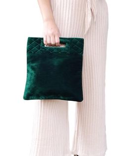 Bride To Be Gifts, Make Up Essentials, White And Gold Decor, Emerald Green Velvet, Hand Bags For Women, Velvet Purse, Velvet Clutch, Monogram Tote, Gifts Personalized