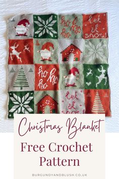 the christmas blanket is made with free crochet pattern