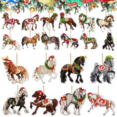 christmas horse ornament collection on a white background