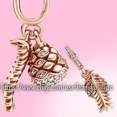 This Charm Is Brand New, Comes In Pandora Suede Pouch Pay Tribute To Your Love Of Nature With The Sparkling Pine Cone Dangle Charm. Hand-Finished In 14k Rose Gold-Plated Metal, This Charm Features A Textured Pine Cone Embellished With Clear Cubic Zirconia Stones, Along With A Dangling Needles Detail. As A Symbol Of The Natural World As Well As Enlightenment, The Pine Cone Isn't Just A Pretty Addition To Your Look It Represents Something Bigger Than Us All. Nature, Pandora White, Love Of Nature, Pandora Pink, Pave Bracelet, Jewelry Pandora, Skull Lover, Silver Owl, Snake Chain Bracelets