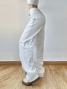 SPECIFICATIONS color: Solid Wide Leg Pants Women: Harajuku Pants Wholesale Order/Drop Shipping: Acceptable Wash: Light Waist Type: HIGH Thickness: Regular Style: Street Style Style: Streetwear,Fashion,Casual.Hip Hop Street Style: Casual Season: Spring,Summer,Autumn,Winter Release Date: Summer 2022 Origin: CN(Origin) Model Number: WKMBP21476 Material: Cotton,Spandex Length: Full Length Jeans Style: Straight Item Type: JEANS Gender: WOMEN Fit Type: LOOSE Fabric Type: Softener Decoration: TASSEL Cl White High Rise Denim Wide Leg Pants, White High-rise Wide Leg Denim Pants, Trendy White Denim Wide Leg Pants, White Pants With Pockets For Spring, Chic White Cotton Jeans, Casual White Jeans For Streetwear, Chic White Pants With Five Pockets, White Casual Bottoms With Pockets, Casual White Bottoms With Pockets