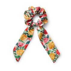 Perk up a ponytail or adorn your wrist. Our new scrunchie features our best-selling Garden Party floral and a pretty scarf tie. 100% Polyester Digitally printed 3.5" D Imported Long Scarf Tying, Icon Clothing, Writing Essentials, Scarf Tie, Lip Cosmetics, Pretty Scarves, Wedding Engagement Gifts, A Ponytail, Scarf Tying