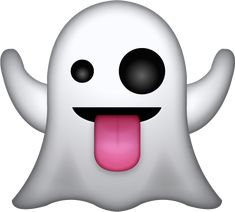 a white ghost with pink tongue sticking out