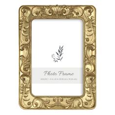 an ornate gold frame with the word photo frame on it's front and side