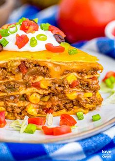 a piece of taco casserole on a plate