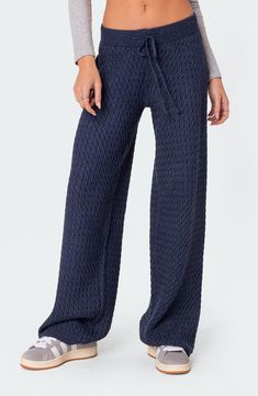 EDIKTED Portia Cable Knit Pants | Nordstrom Cable Knit Pants, Cozy Pants, Perfect Pant, Cozy Hoodie, Swimwear Dress, T B, Knit Pants, S Models, Fitness Inspo