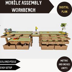 the table is made out of cardboard and has many different parts to make it look like an assembly machine