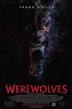 the poster for werewolves's movie, which features an evil wolf with its mouth open