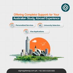 an advertisement for the australian study abroad experience, including information on how to get there