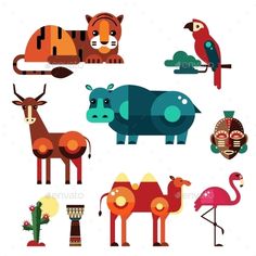 different animals and birds are grouped together