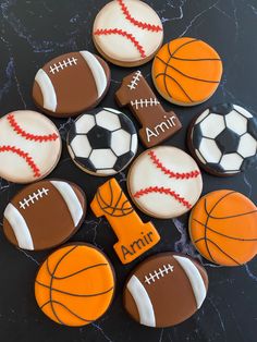 Baseball Ball Basketball Ball Soccer Ball Sport Cookies - Etsy Football Party Favors, Satin Ice Fondant, Homemade Sugar Cookies