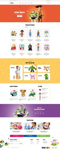 the website design for toy store toys