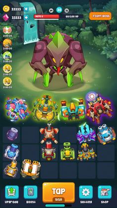 the game screen shows an array of different items, including monsters and other things that appear to