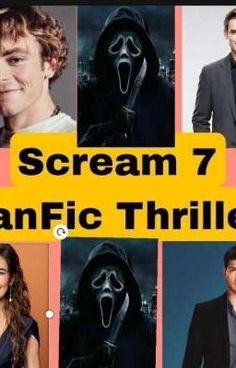 the scream movie poster is shown with many different actors in it's own pictures