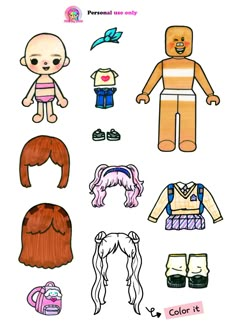 the paper doll is made to look like it has different clothes and accessories on it