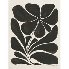 a black and white painting with leaves on it