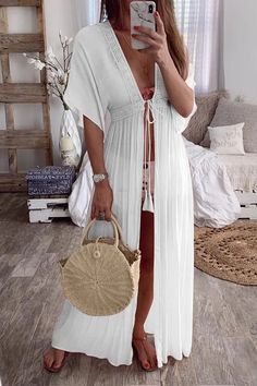 1ef91c212e30e14bf125e9374262401fdesc40071036ri Kimono Beach Cover Up, Beach Cardigan, Beachy Dresses, Cardigan Dress, Salwar Kamiz, Beach Cover Ups, Summer Lace, Mode Casual, Lace Cardigan