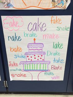 a sign with words written on it that say cake