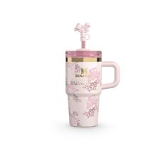 The Pink Stanley X LoveShackFancy Collab Holiday Quencher | 20 OZ Pink Stanley, Trendy Water Bottles, Fancy Boxes, Love Shack Fancy, Stanley Quencher, Bar Glassware, Cute Cups, Reusable Straw, Car Cup Holder