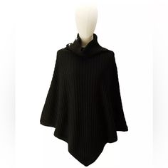 Michael Kors Women's Wide-Rib Button Turtleneck Poncho Product Details Ease Into Colder Weather With A Turtleneck Poncho That's Both Stylish And Warm. Michael Michael Kors' Version Falls To A Loose, Draped Silhouette. Mirror The Season's Styling By Layering Yours With A Wide-Brim Hat And Denim. Dimensions: 31" X 37" Turtleneck; Wide Ribbed Design; Button Detail Acrylic Machine Wash Imported Macys Accessory #1 Turtleneck Poncho, Cheap Sweaters, Ribbed Turtleneck, Shrug Sweater, Faux Fur Collar, Wide Brimmed Hats, Brim Hat, Michael Kors Black, Button Detail