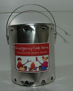 an emergency cook stove stove is shown with a sticker on the bottom of it