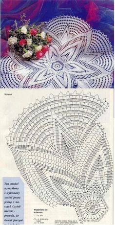 an old crochet doily pattern with flowers on it