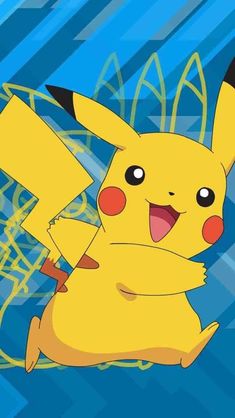 the pikachu is jumping in the air