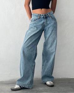 Blue Wash Extra Wide Low Rise Jeans | Roomy – motelrocks-com-us Cool Outfits Ideas, Wide Leg Denim Pants, Cute Outfits With Jeans, Black Friday Christmas, Pants Outfits, Thanksgiving Outfit, Simple Trendy Outfits, Jeans For Women, Cute Everyday Outfits