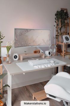 Cosy Desk Setup White Desk Setup, White Home Office, Modern Home Office Desk, Aesthetic Desk