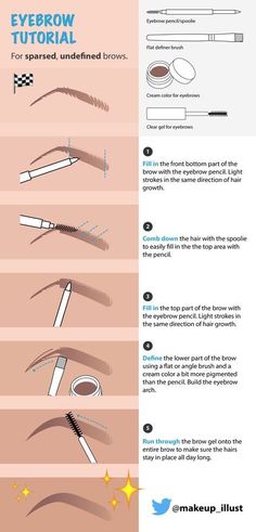 Illustrated Eyebrow Tutorial - Desi Perkins - 5 Steps Routine Make Up Mata, Eyebrow Routine, Makeup Pencil, Essential Makeup, Brow Tutorial