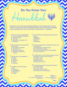 the do you know your hanukkah poster is shown in blue and yellow