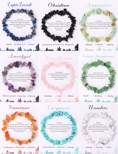 PRICES MAY VARY. Gemstone Bracelets Set -- You will get 9 pcs different chakra healing chip bracelets,Including amazonite bracelet,sunstone bracelet,amethyst bracelet, rose quartz bracelet, green aventurine bracelet,obsidian bracelet, lapis Lazuli bracelet, turquoise bracelet,howlite bracelet. A variety of colors and styles, suitable for your daily wear and replacement, or to share with your friends, family. High Quality Materials--These gemstone stretch bracelets set are made of natural healing Crystal Bracelet Ideas, Stretch Beaded Bracelets, Gemstone Accessories, Sunstone Bracelet, Aventurine Bracelet, Healing Gemstone Bracelets, Healing Gemstones, Howlite Bracelet, Obsidian Bracelet