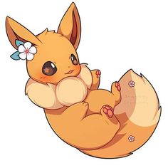 a cute little pokemon pikachu laying on its back