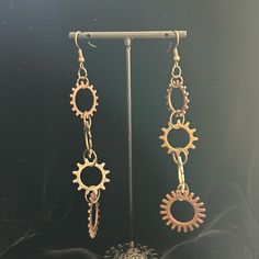 Very Cool Steam Punk Style Earrings For Gears Connected To One Another. 4 1/2 Inches Long And 1 Inch Wide. Fun To Add To Any Steam Punk Or Modern Outfit. Handmade. Industrial Earrings, Homemade Earrings, Nuts & Bolts, Nuts Bolts, Punk Style, Steam Punk, Modern Outfits, Style Earrings, Earrings Color