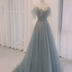 Home · Little Cute · Online Store Powered by Storenvy Blue Long Prom Dress, Fairy Prom Dress, Prom Dresses Elegant, Princess Prom Dresses, Tulle Evening Dress, Blue Dress Formal, Blue Evening Dresses, Elegant Party Dresses, Blue Tulle