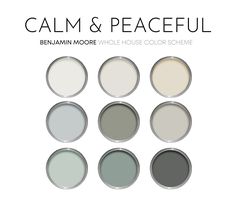 the color scheme for calm and peaceful paint colors, including white, gray, blue, green