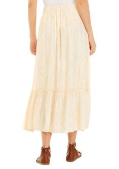 A linen-like fabrication offers a breezy, billowy style to this skirt from Wonderly that's structured with a ruffled hemline for a boho-chic finish. | Wonderly Women's Petite Linen-Like Ruffle Hem Skirt, PXL Ruffle Hem Skirt, Hem Skirt, Ruffle Hem, Boho Chic, Skirt, Fabric