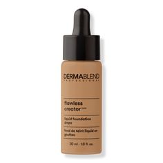 Flawless Creator Liquid Foundation Drops -  Dermablend Flawless Creator Liquid Foundation Drops is an oil-free, highly pigmented foundation with only 10 ingredients for zero weight, full coverage.    Benefits     Weightless buildable full coverage for acne, redness, rosacea, hyperpigmentation, uneven skin tone, and more Unique, silky texture provides a comfortable, natural finish Up to 16 hours of smudge and transfer-resistant wear when set with Dermablend Setting Powder Water-free and oil-free Dermablend Foundation, Foundation Ulta, Lightweight Makeup, Lightweight Foundation, Oil Free Foundation, Sls Free Products, Best Foundation, No Foundation Makeup, Makeup Reviews