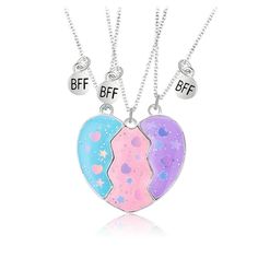 PRICES MAY VARY. 💕Best Friend Necklace: Always believe in yourself just like I believe in you. Having best friends like you is being so blessed. No matter where we are or what we do, side by side or miles apart, remember that you have me and we will always be sticked in our heart. 💕Friendship Necklace: Magnetic matching BFF necklace comes with 3 split heart design, handmade in sweet pink blue and purple color enamel inserted with cute small hearts sequins makes the set looks so pretty, shining 3 Girls Friendship, Letter Bracelet Beads, Matching Bff, Always Believe In Yourself, Girls Friendship, Bff Necklace, Necklace Friendship, Best Friend Necklace, Girl Friendship