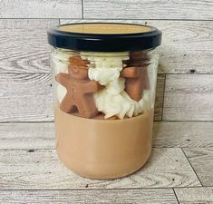 a jar filled with lots of different types of food